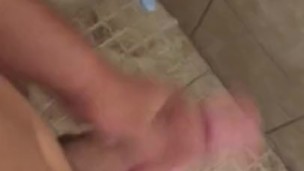 Latin twink jacking off in shower leads to huge load