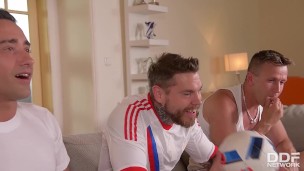 Sexiest Redhead alive Eva Berger fucked by three studs in anal gangbang