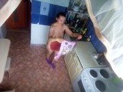 Naked washing dishes and stepson on her - MyNakedStepmother 15/16