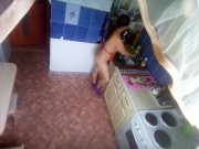 Naked washing dishes and stepson on her - MyNakedStepmother 3/16