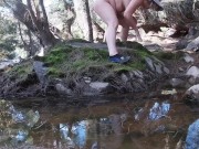Risky Public Masturbation Then Fucking Against A Rock