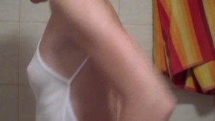 Striptease in shower with my cheating sex-friend