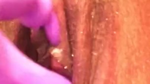 Ebony pussy play up close