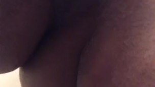 Ghetto Ebony Milf Rubs on Hairy Pussy