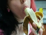 Sucking and Eating a Banana
