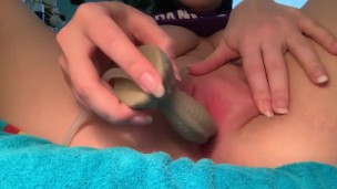 Pussy Filled with Huge Bad Dragon Creampie