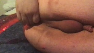 Trans girl inserts 12 inch dildo fully into ass for the first ever time