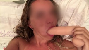 Erika sucking dildo with great pleasure