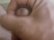 Daddy play with his cock and cumshot