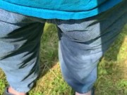 Peeing While Walking in the Yard