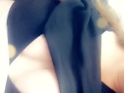 Hot BBW flashing her huge tits at work