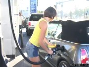 Getting Her Feet Dirty at the Car Wash