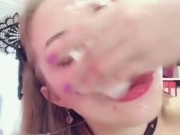 Sloppy deepthroat spit drool covered wrecked face throat bulge 5/16