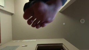 Giantess stomps on bad peeping little man
