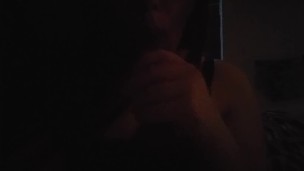 Dirty slut sucks her dildo after using