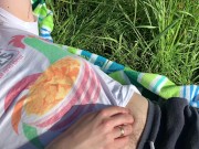 summer day dream - blowjob and mouth cumshot in tall grass 1/16