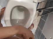 Pee desperation female POV standing, big mess