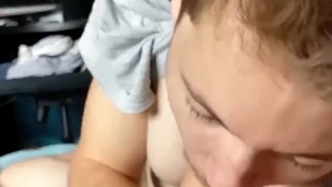 Hot Guy Sucking on My Uncut Dick - Massive Cumshot in Slow-Mo