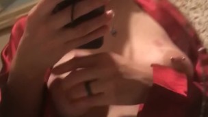 Pierced Nipple Play in Silk Robe