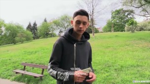  CZECH HUNTER 424 - Twink Enjoying A Smoke By The Park Gets A Massive Cock Raw