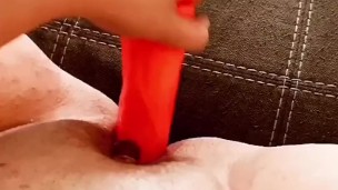 Premium Snapchat model cumming all over her big pink dildo