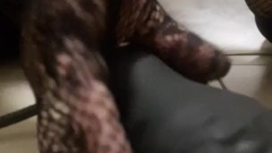 Tranny extreme inflatable dildo in ass