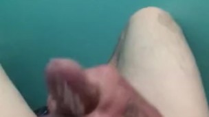 Husband stroking his fat cock for me and cumming