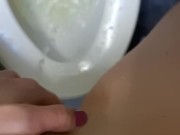 Messy Pee In a Public Bathroom, pissing all over my socks and toilet seat 11/16