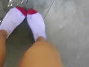 Messy Pee In a Public Bathroom, pissing all over my socks and toilet seat 5/16