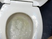 Messy Pee In a Public Bathroom, pissing all over my socks and toilet seat 8/16