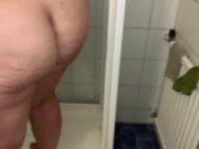 A fat whore washing off after my dick came sperm in her fat wet pussy. 15/16