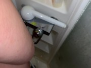 A fat whore washing off after my dick came sperm in her fat wet pussy. 2/16