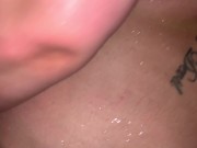 A fat whore washing off after my dick came sperm in her fat wet pussy. 5/16
