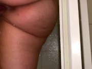 A fat whore washing off after my dick came sperm in her fat wet pussy. 8/16
