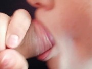 Close up amateur blowjob, oral creampie 14/16