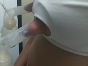 Pumping my milk. Breast milk