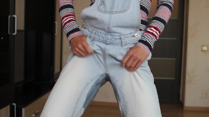 Girl pees jeans