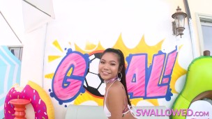 SWALLOWED TINY ASIAN VINA SKY GAGGING ON A BIG COCK