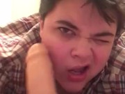 cutie throating his dildo