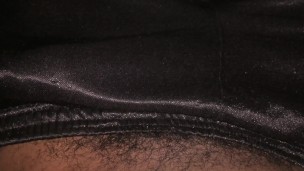 Big cock plays around in gym shorts