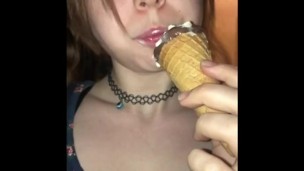 Megan hottie enjoying a caramel come while thinking of daddy’s dick
