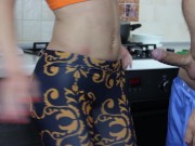 Rough Fuck with a neighbor in the kitchen while her husband was not at home