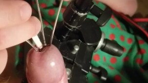 Extreme CBT Clamped Cock Peehole Stretched wide & tortured with a Cigarette