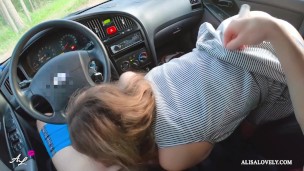 Trailer!!! Babe Sucking and Riding on Dick in Car - Public Sex