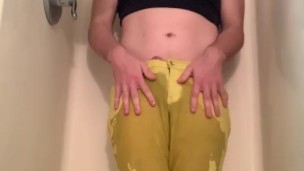 Wetting Myself 2 - Pissing in Yellow Jeans