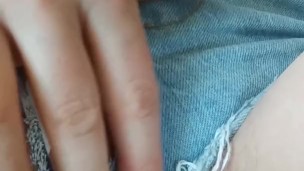 Teasing my clit through my shorts