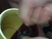 Masturbate and cum a lot in the Cup
