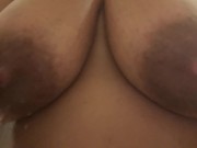 Big natural tits get wet in shower