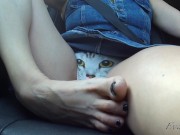 step mom masturbating and cumming in the car while we drive 1/16