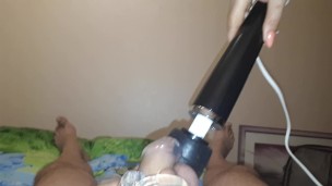Orgasm in chastity belt
